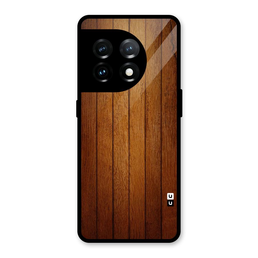 Brown Wood Design Glass Back Case for OnePlus 11