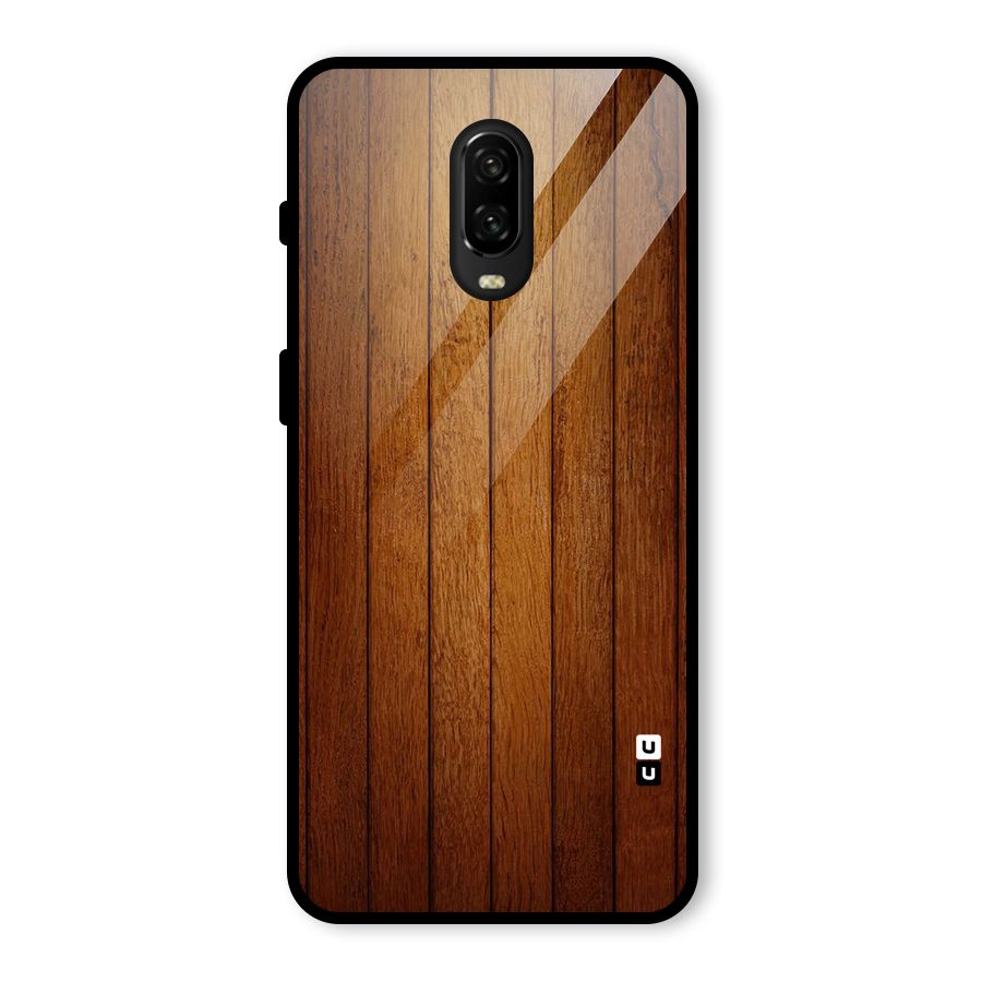 Brown Wood Design Glass Back Case for OnePlus 6T
