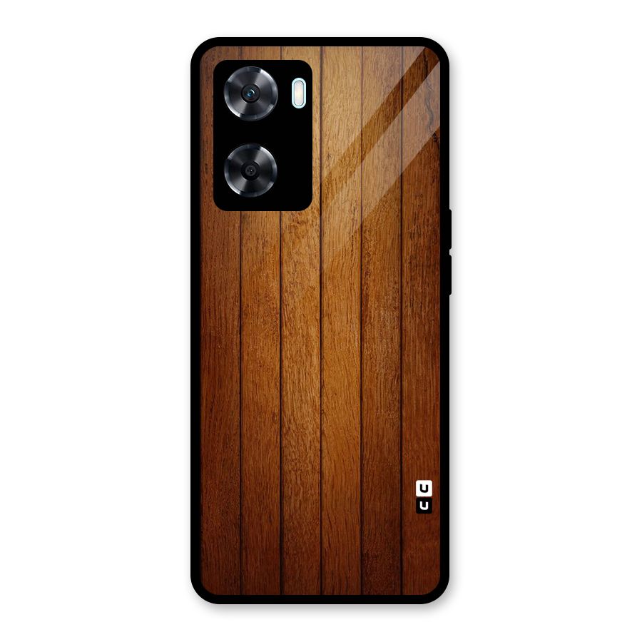 Brown Wood Design Glass Back Case for Oppo A77