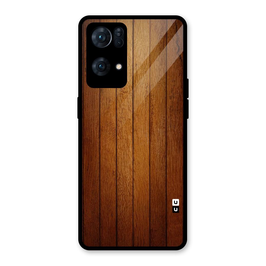 Brown Wood Design Glass Back Case for Oppo Reno7 Pro 5G
