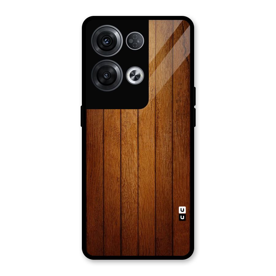 Brown Wood Design Glass Back Case for Oppo Reno8 Pro 5G