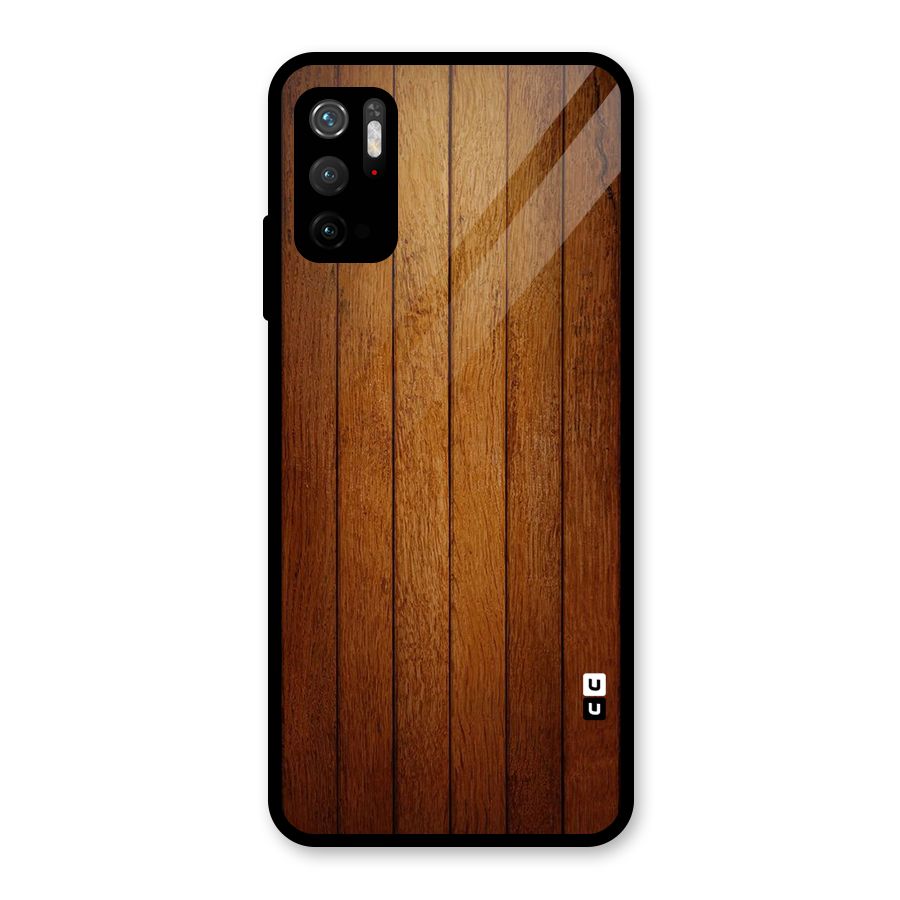 Brown Wood Design Glass Back Case for Poco M3 Pro 5G