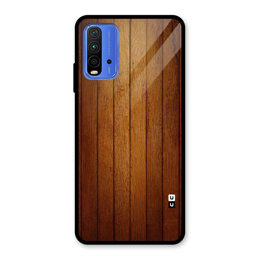 Brown Wood Design Glass Back Case for Redmi 9 Power