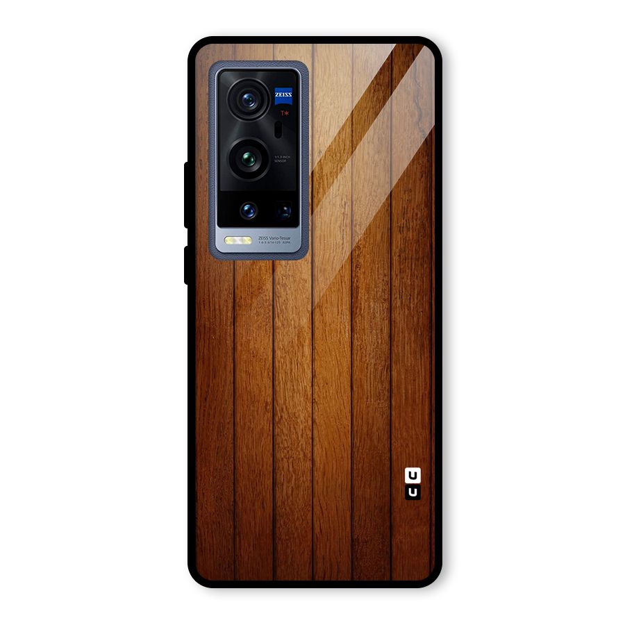 Brown Wood Design Glass Back Case for Vivo X60 Pro Plus