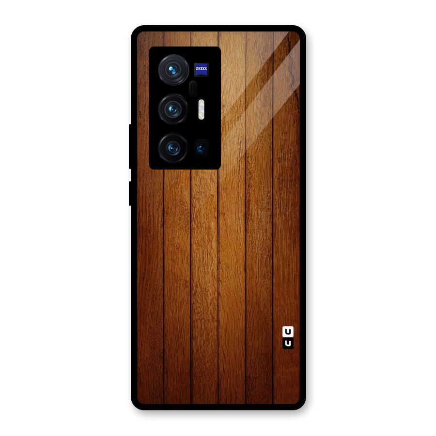 Brown Wood Design Glass Back Case for Vivo X70 Pro Plus