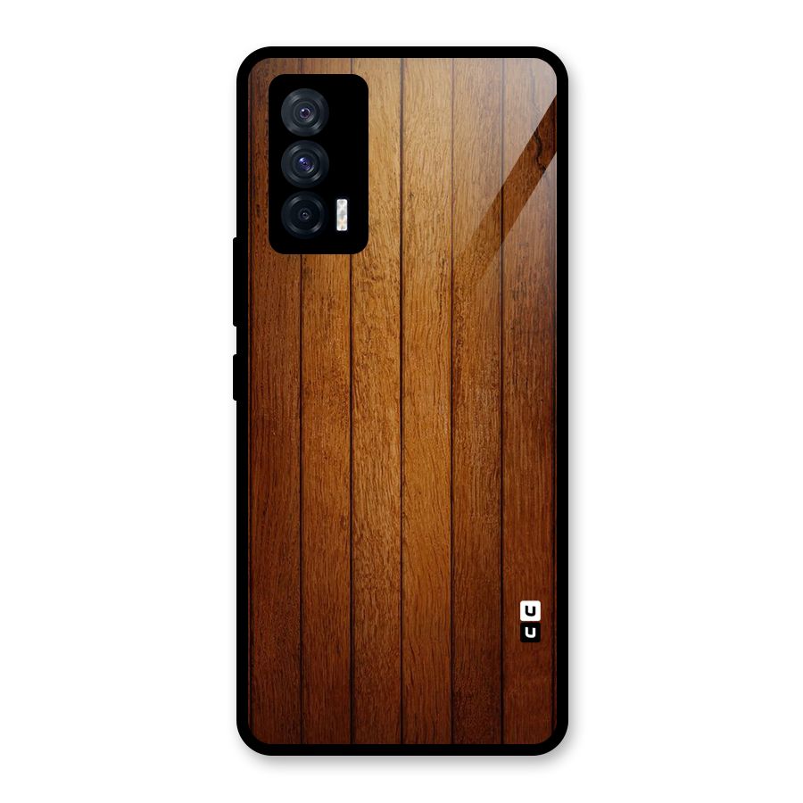 Brown Wood Design Glass Back Case for Vivo iQOO 7 5G