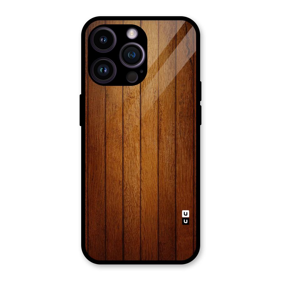 Brown Wood Design Glass Back Case for iPhone 14 Pro Max