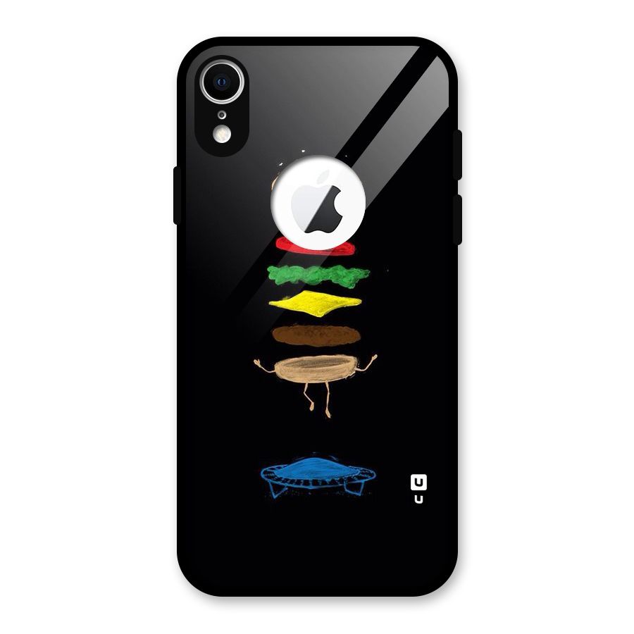Burger Jump Glass Back Case for iPhone XR Logo Cut