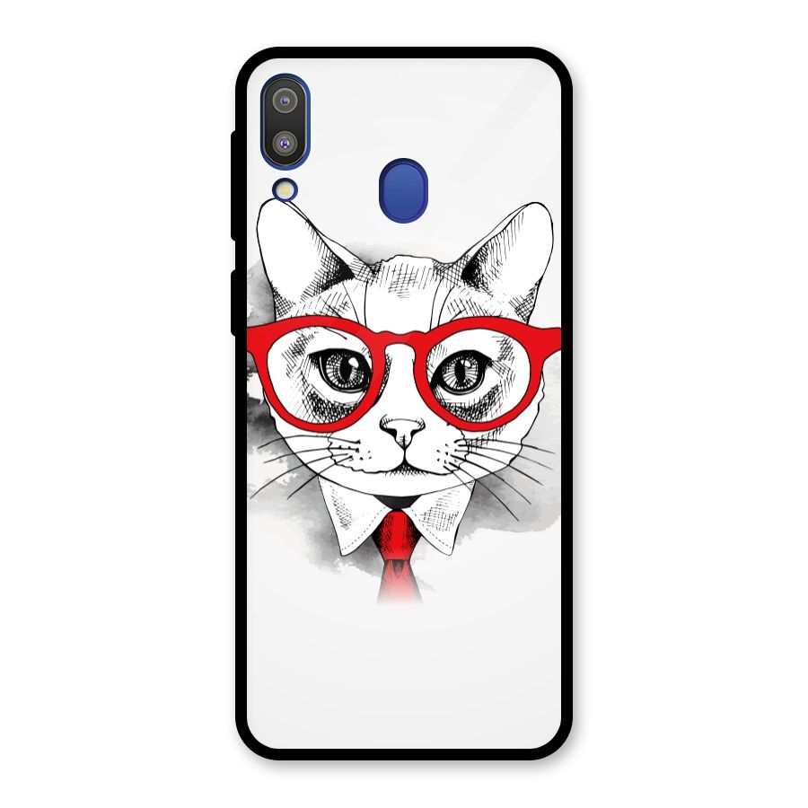 Business Cat Glass Back Case for Galaxy M20