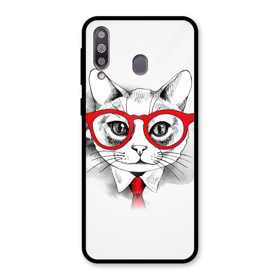 Business Cat Glass Back Case for Galaxy M30