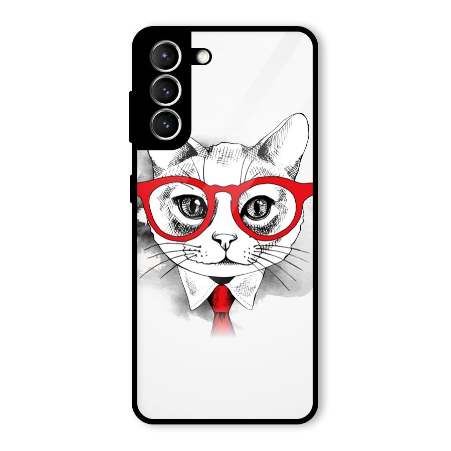 Business Cat Glass Back Case for Galaxy S21 5G
