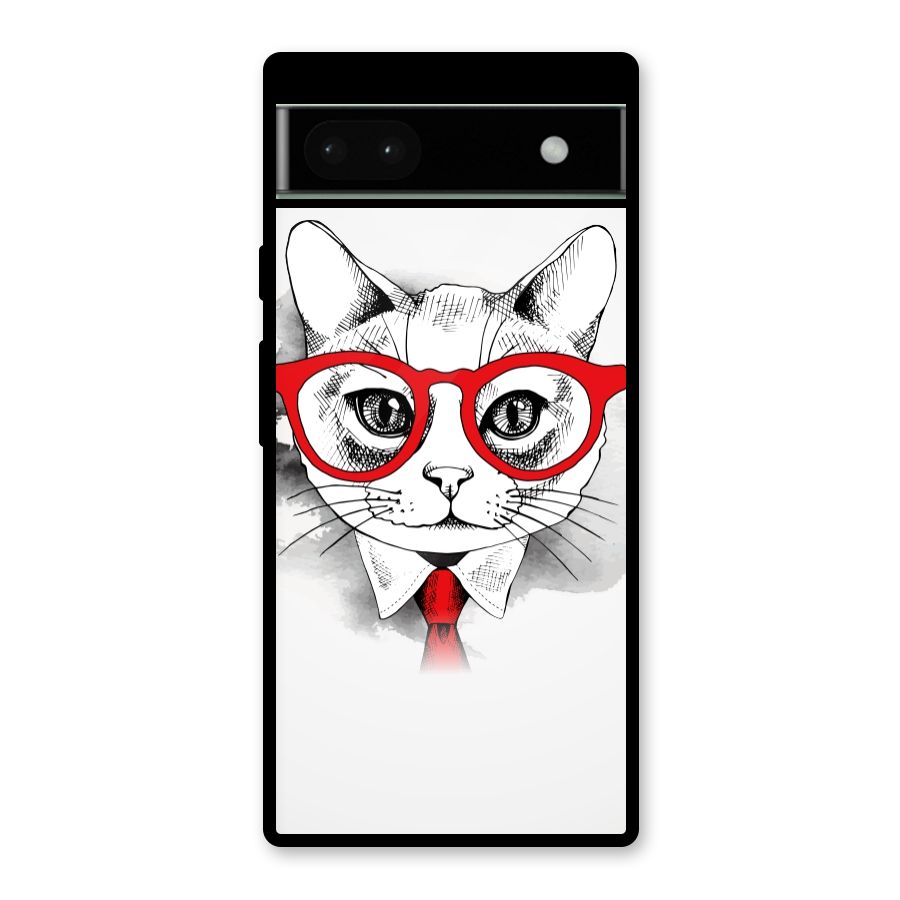 Business Cat Glass Back Case for Google Pixel 6a