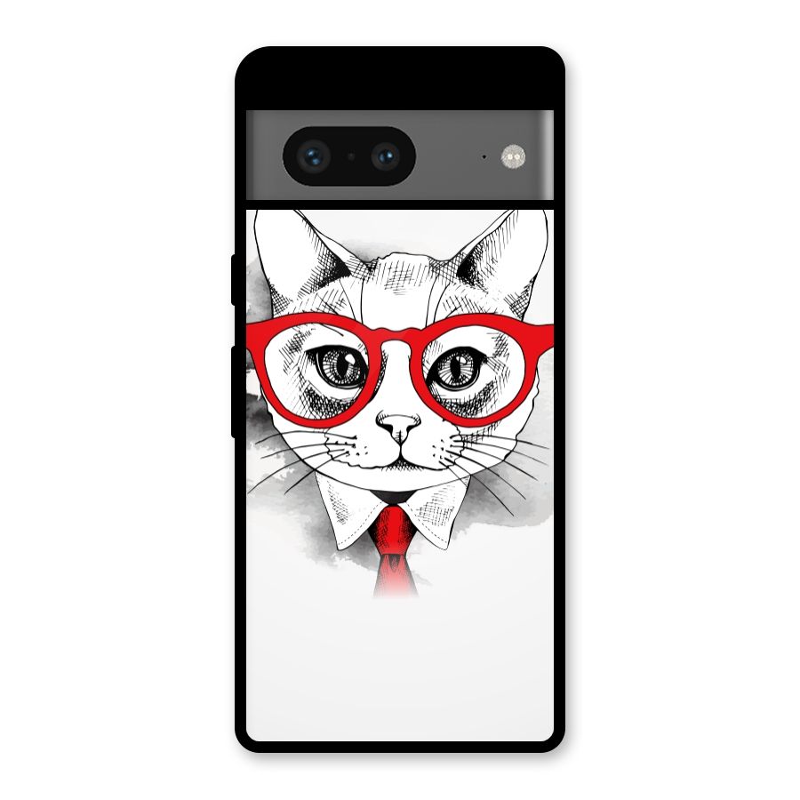 Business Cat Glass Back Case for Google Pixel 7