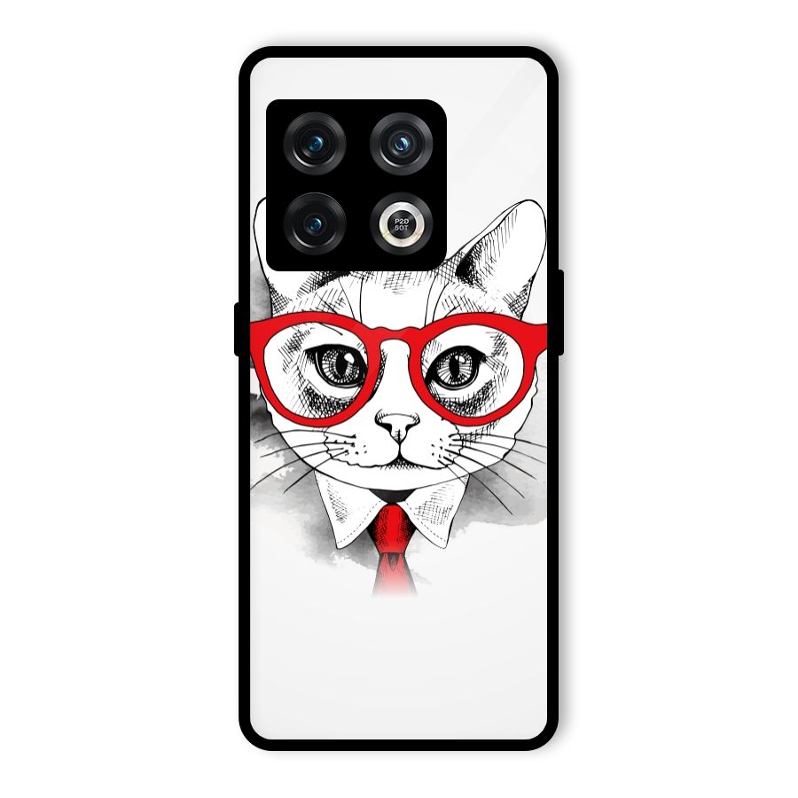 Business Cat Glass Back Case for OnePlus 10 Pro 5G