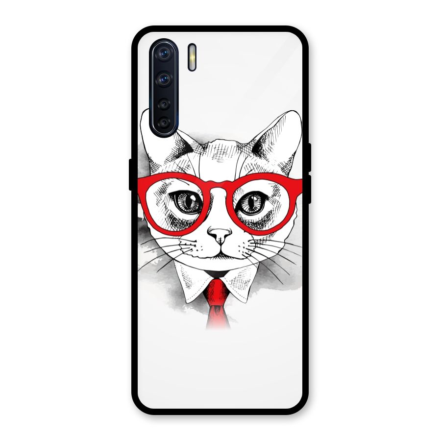 Business Cat Glass Back Case for Oppo F15