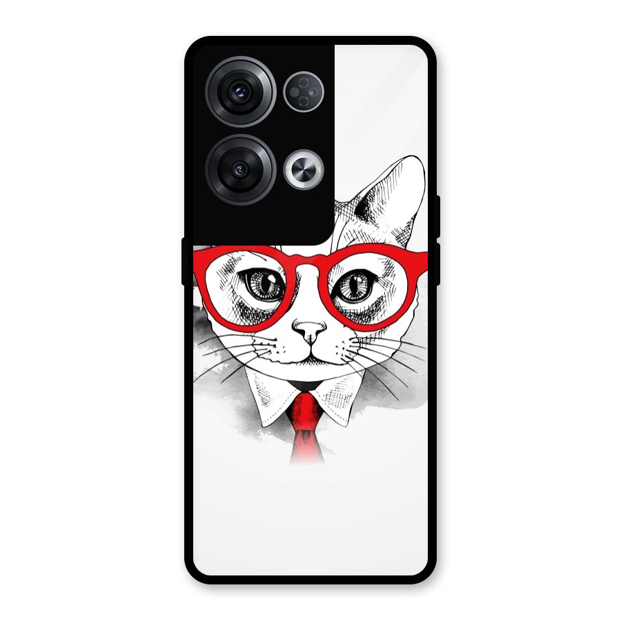 Business Cat Glass Back Case for Oppo Reno8 Pro 5G