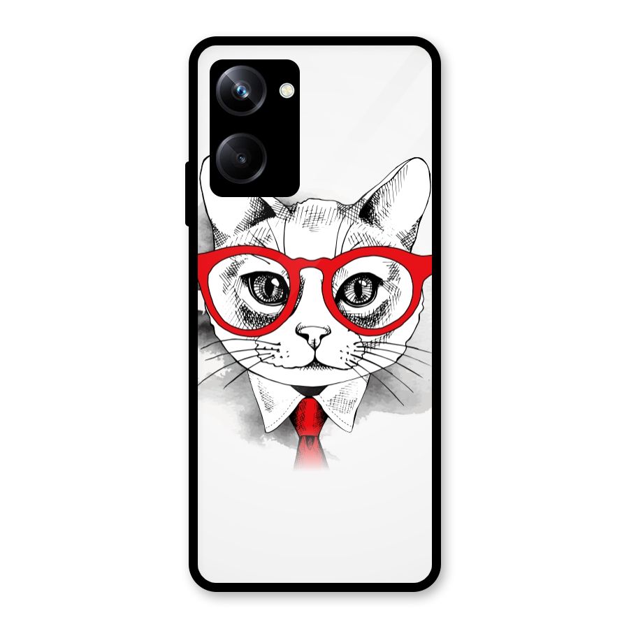 Business Cat Glass Back Case for Realme 10 Pro