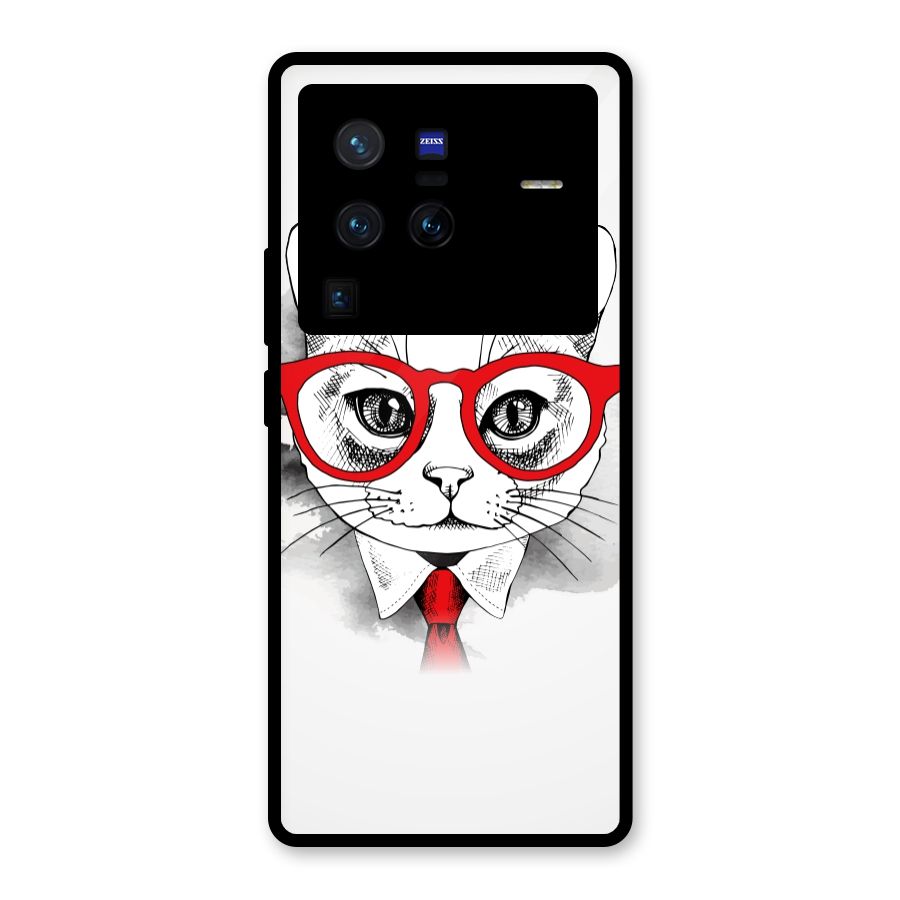 Business Cat Glass Back Case for Vivo X80 Pro