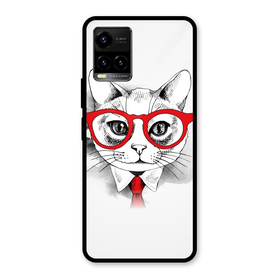 Business Cat Glass Back Case for Vivo Y21T