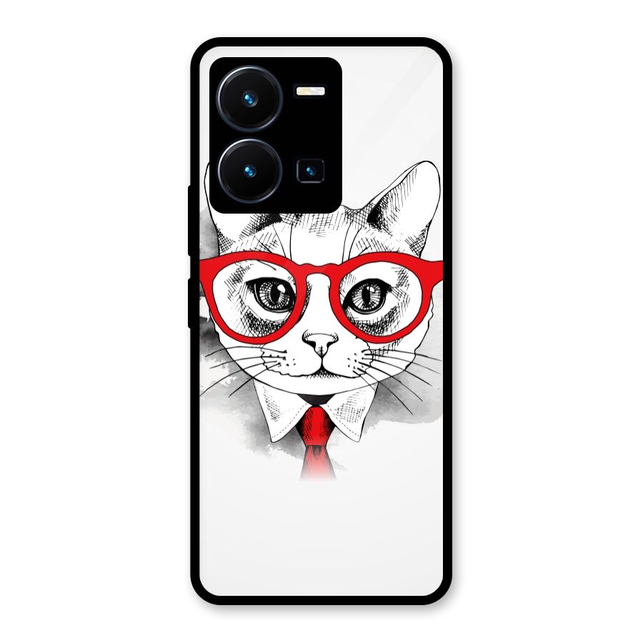 Business Cat Glass Back Case for Vivo Y35