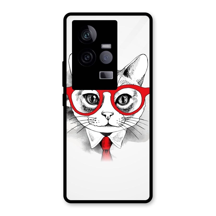 Business Cat Glass Back Case for Vivo iQOO 11 5G