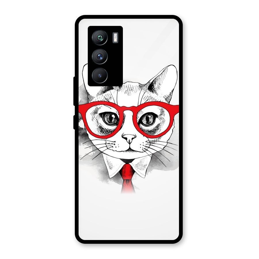Business Cat Glass Back Case for Vivo iQOO 9 SE