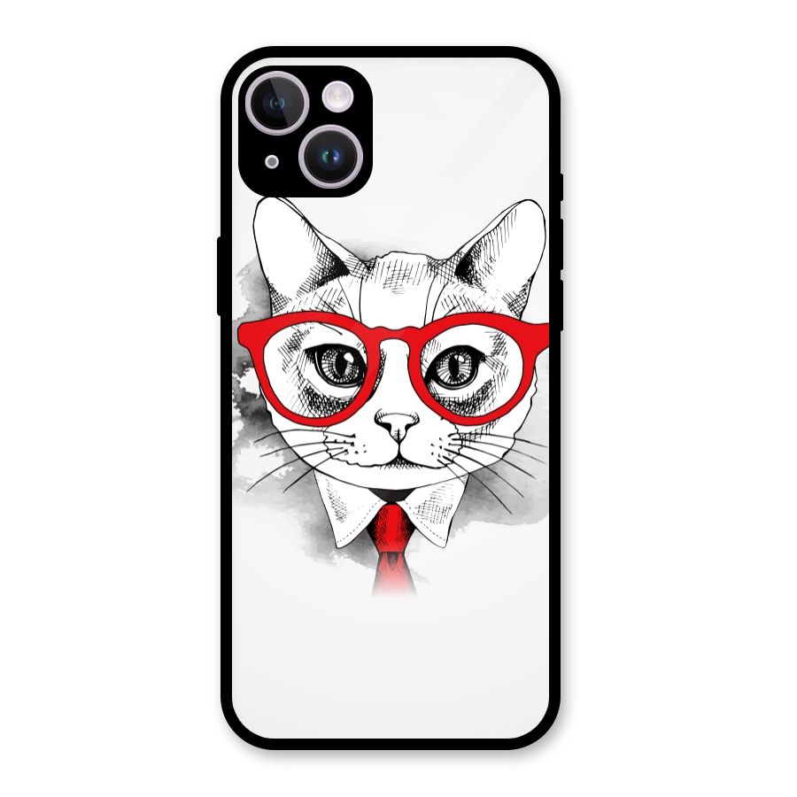 Business Cat Glass Back Case for iPhone 14 Plus
