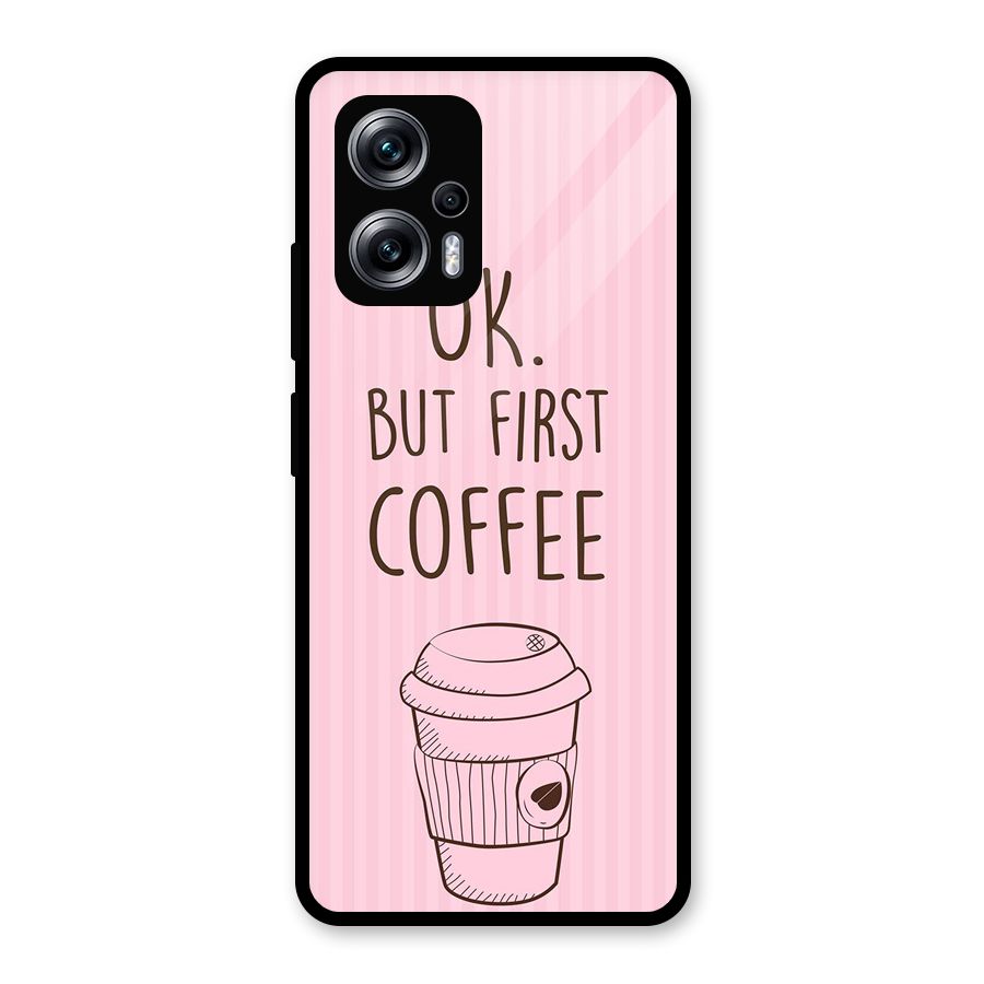 But First Coffee (Pink) Glass Back Case for Redmi K50i