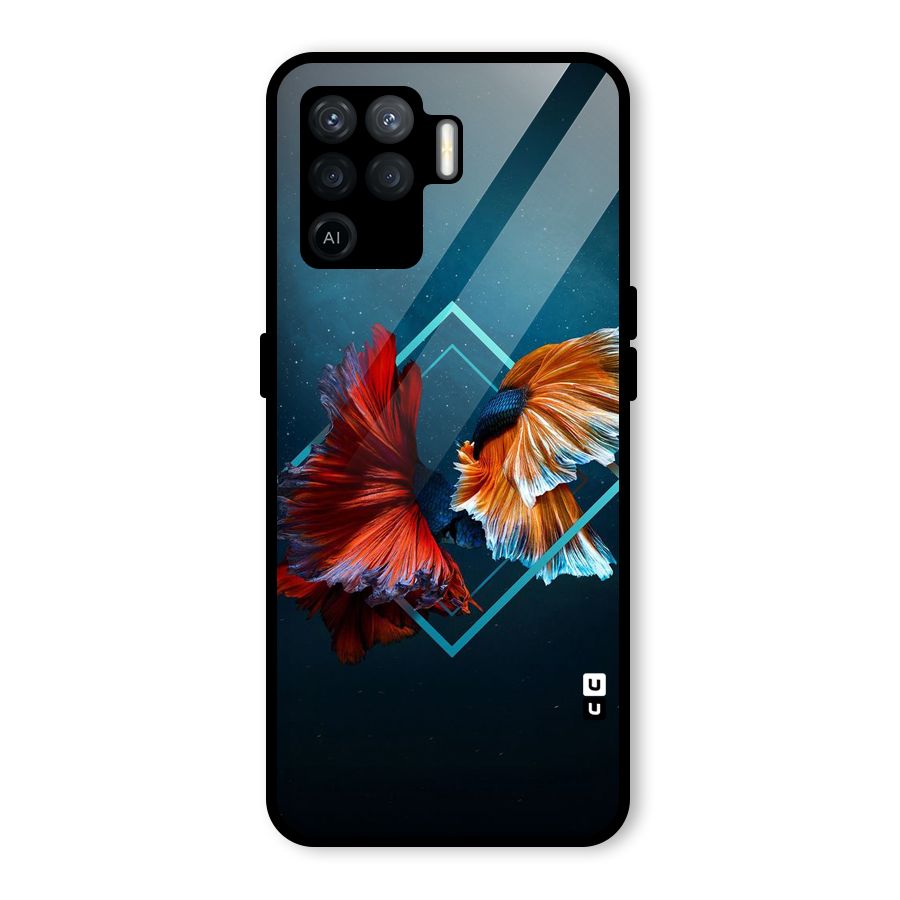 Butterfly Diamond Design Glass Back Case for Oppo F19 Pro