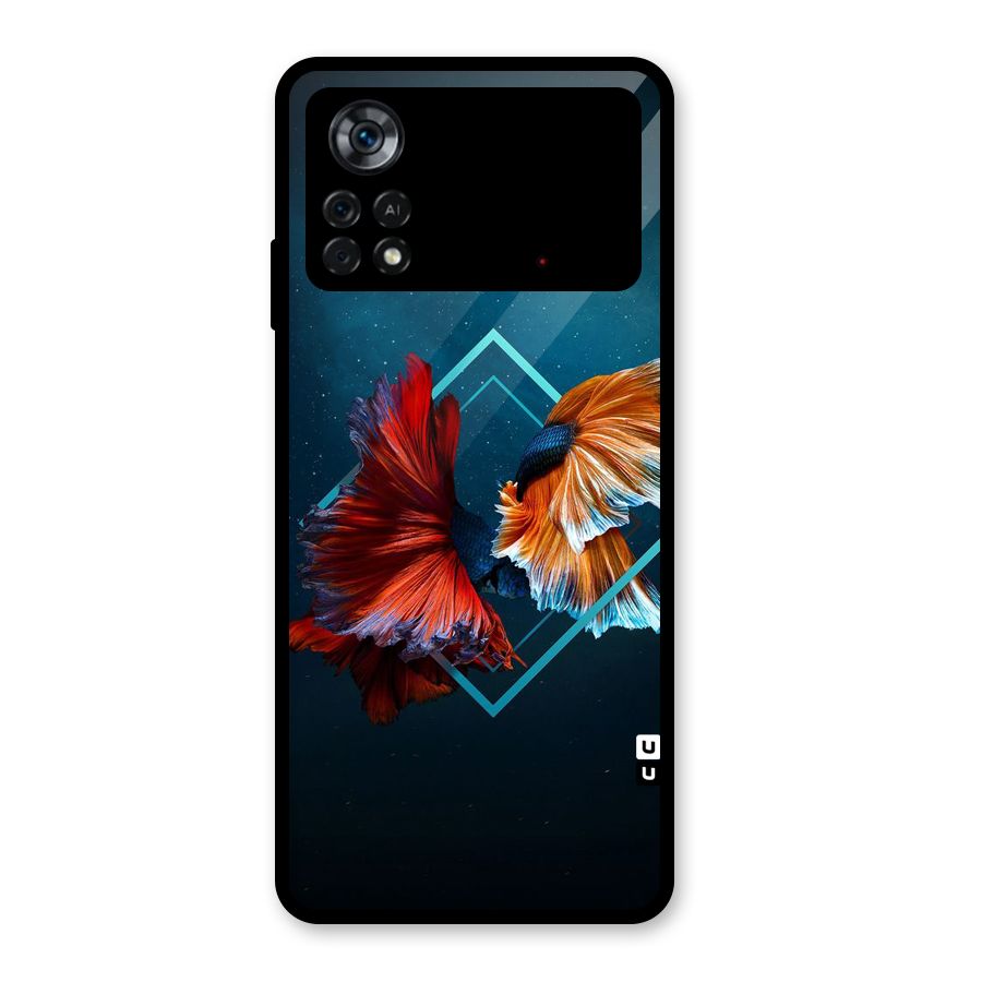 Butterfly Diamond Design Glass Back Case for Poco X4 Pro 5G