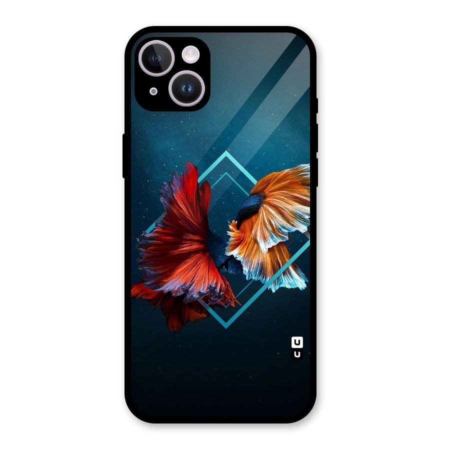 Butterfly Diamond Design Glass Back Case for iPhone 14 Plus
