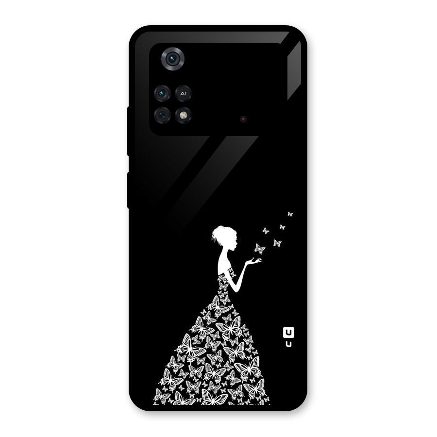 Butterfly Dress Glass Back Case for Poco M4 Pro 4G