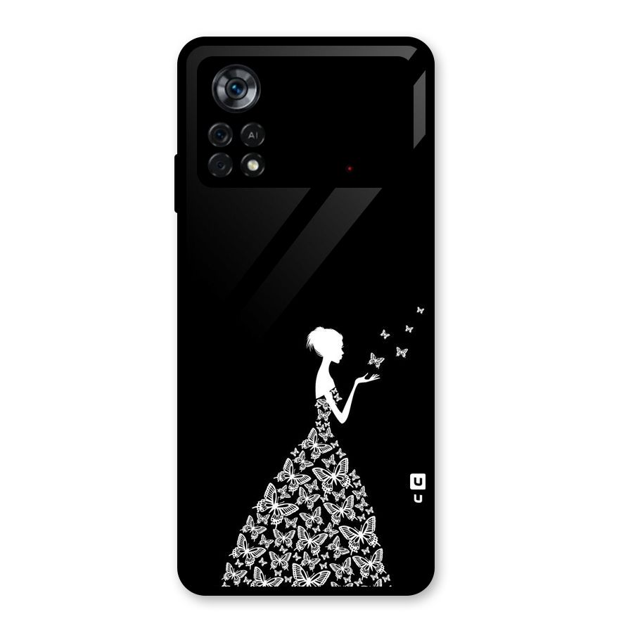 Butterfly Dress Glass Back Case for Poco X4 Pro 5G