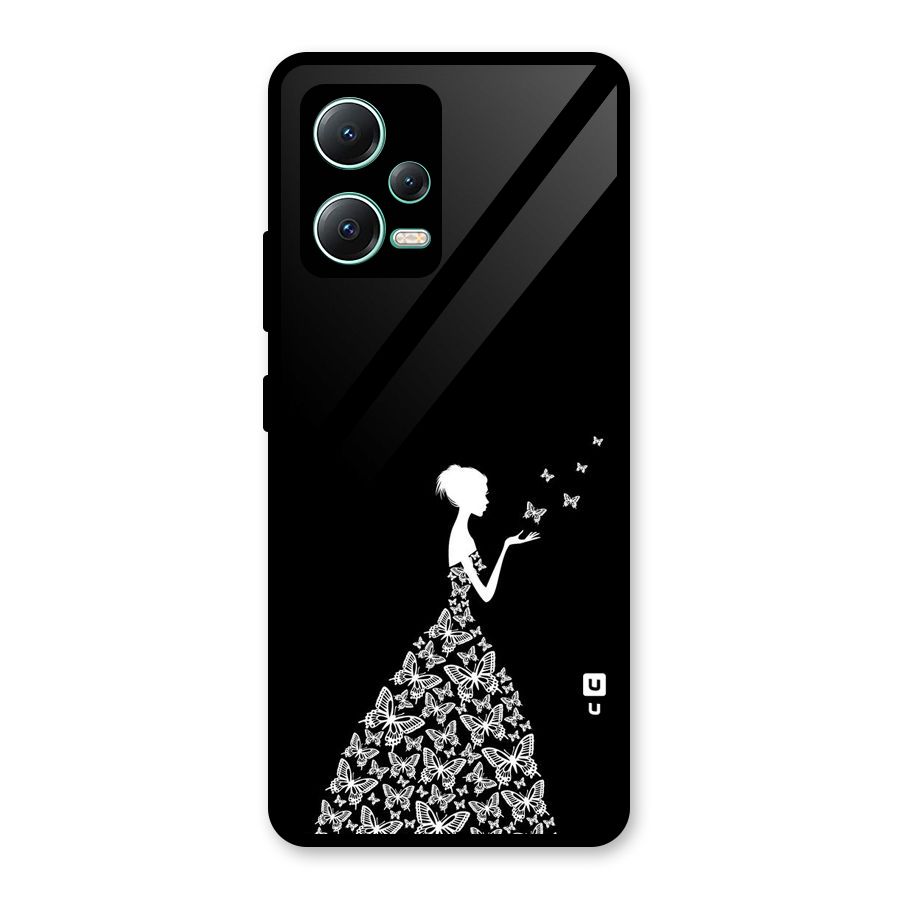 Butterfly Dress Glass Back Case for Redmi Note 12 5G