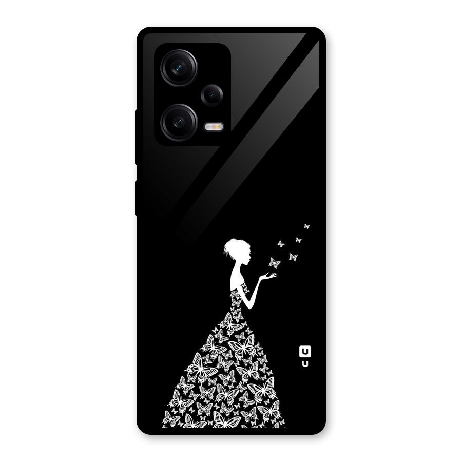 Butterfly Dress Glass Back Case for Redmi Note 12 Pro