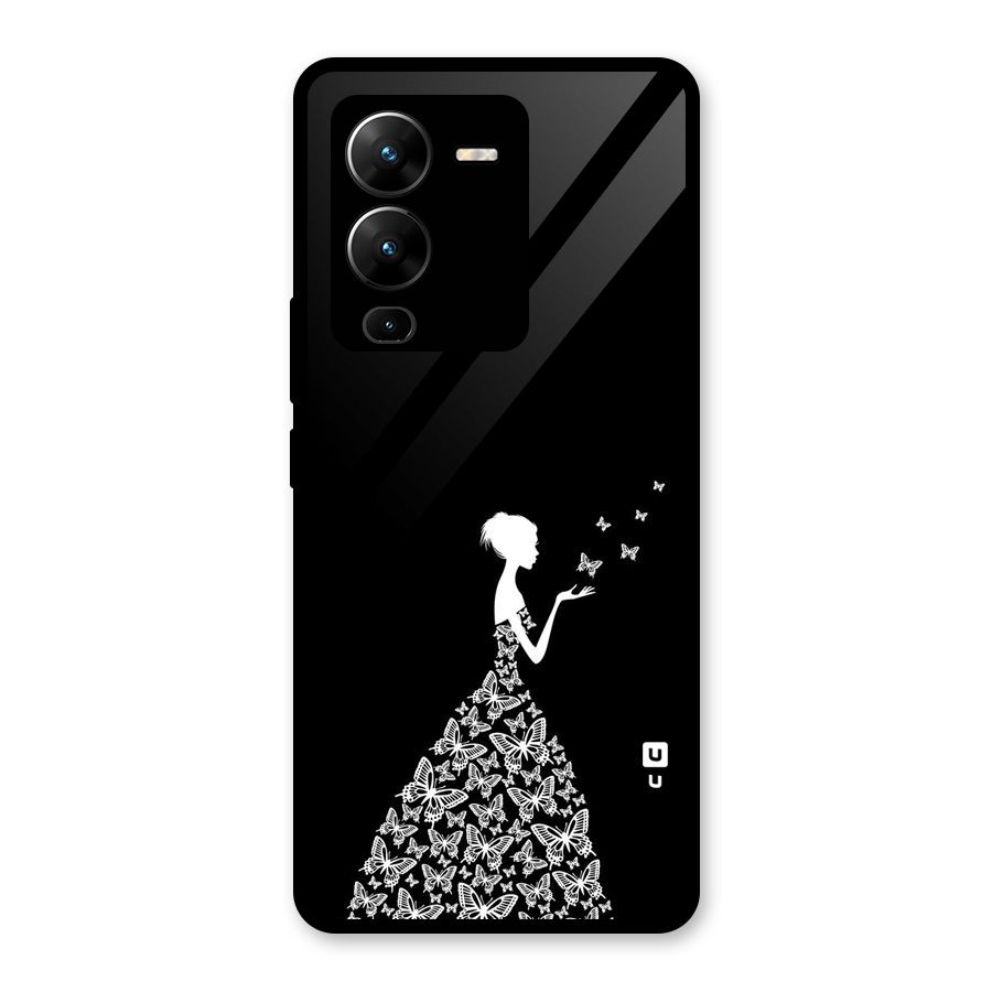 Butterfly Dress Glass Back Case for Vivo V25 Pro