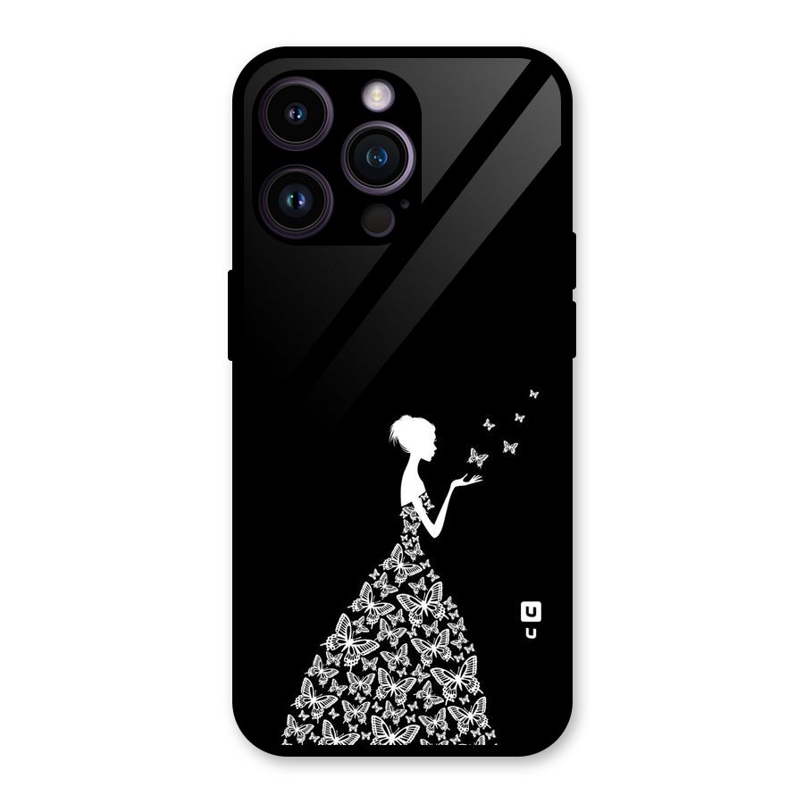 Butterfly Dress Glass Back Case for iPhone 14 Pro Max