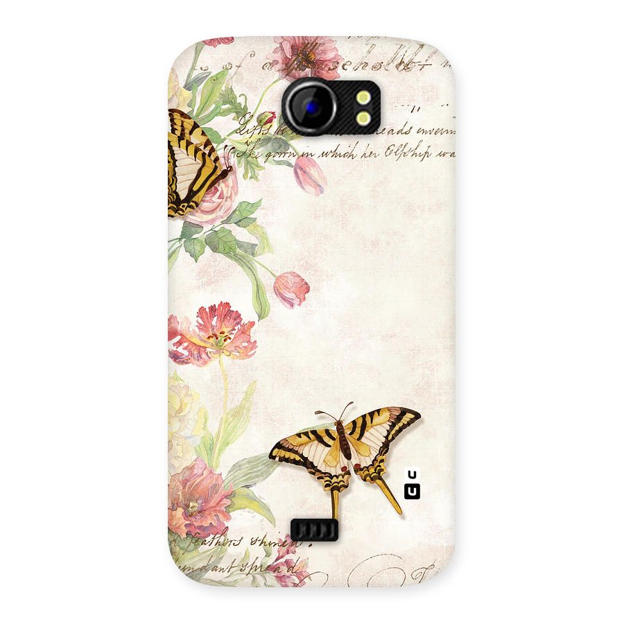 Butterfly Floral Back Case for Micromax Canvas 2 A110