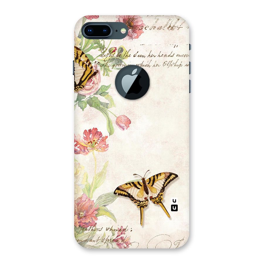 Butterfly Floral Back Case for iPhone 7 Plus Logo Cut