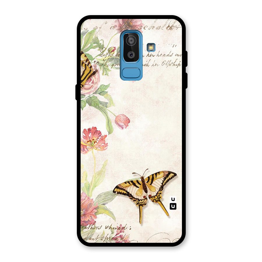 Butterfly Floral Glass Back Case for Galaxy J8