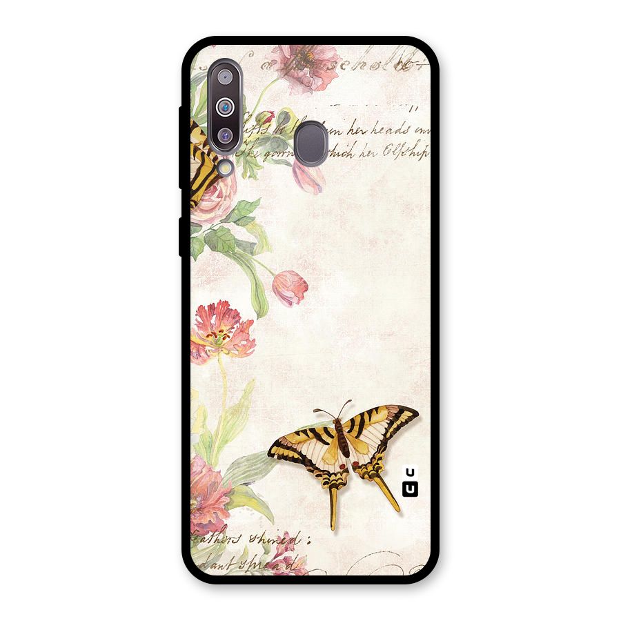 Butterfly Floral Glass Back Case for Galaxy M30