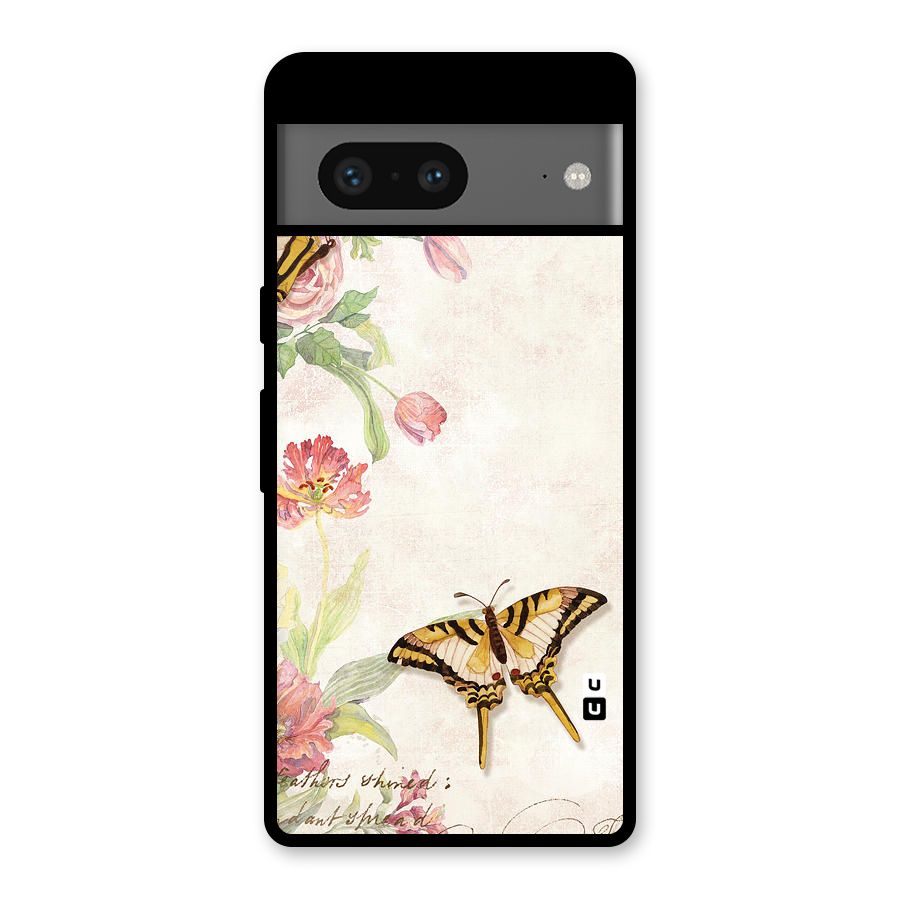 Butterfly Floral Glass Back Case for Google Pixel 7