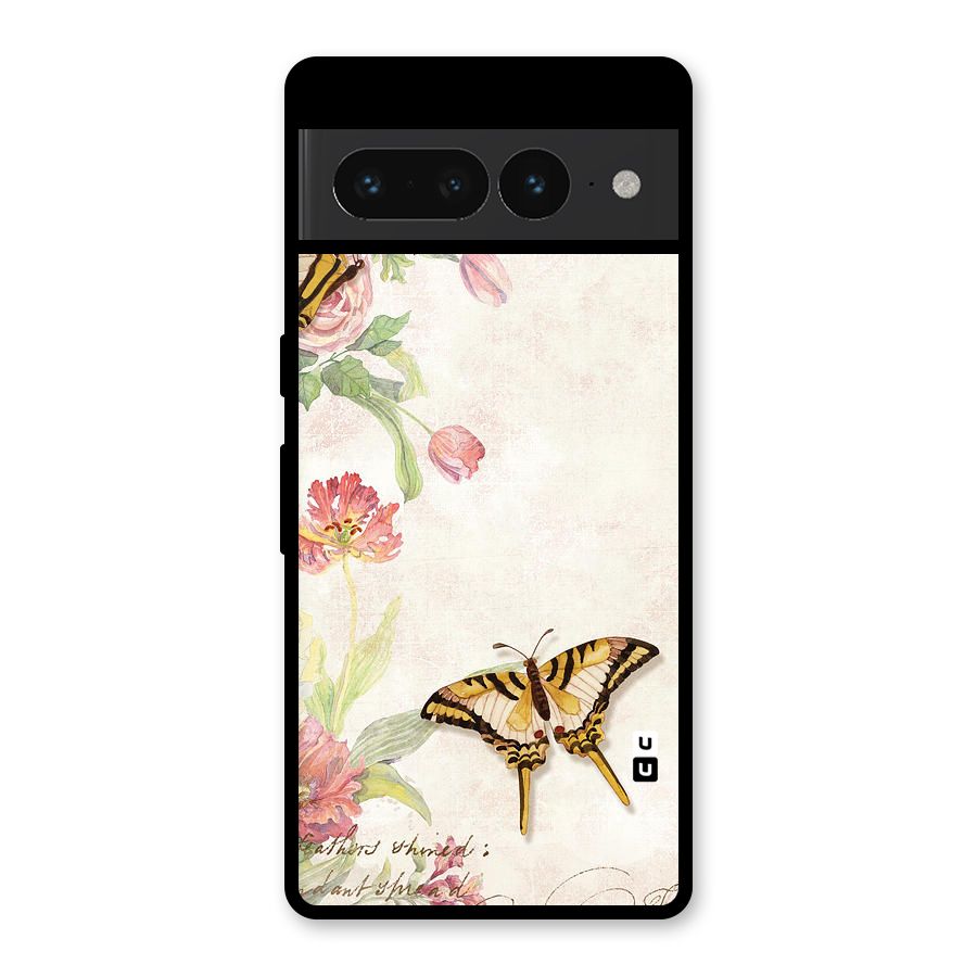 Butterfly Floral Glass Back Case for Google Pixel 7 Pro