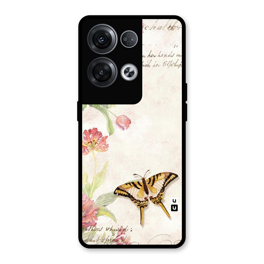 Butterfly Floral Glass Back Case for Oppo Reno8 Pro 5G