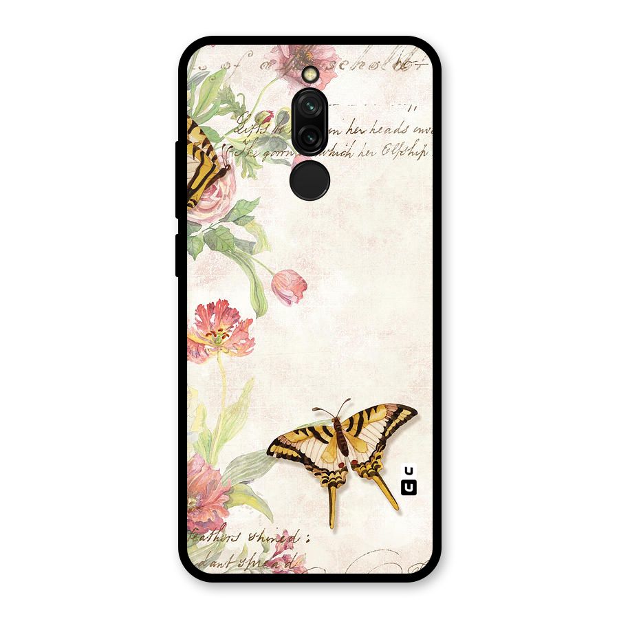 Butterfly Floral Glass Back Case for Redmi 8