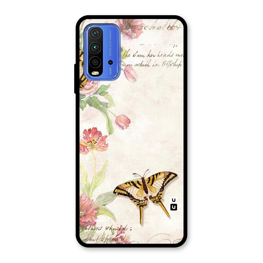 Butterfly Floral Glass Back Case for Redmi 9 Power