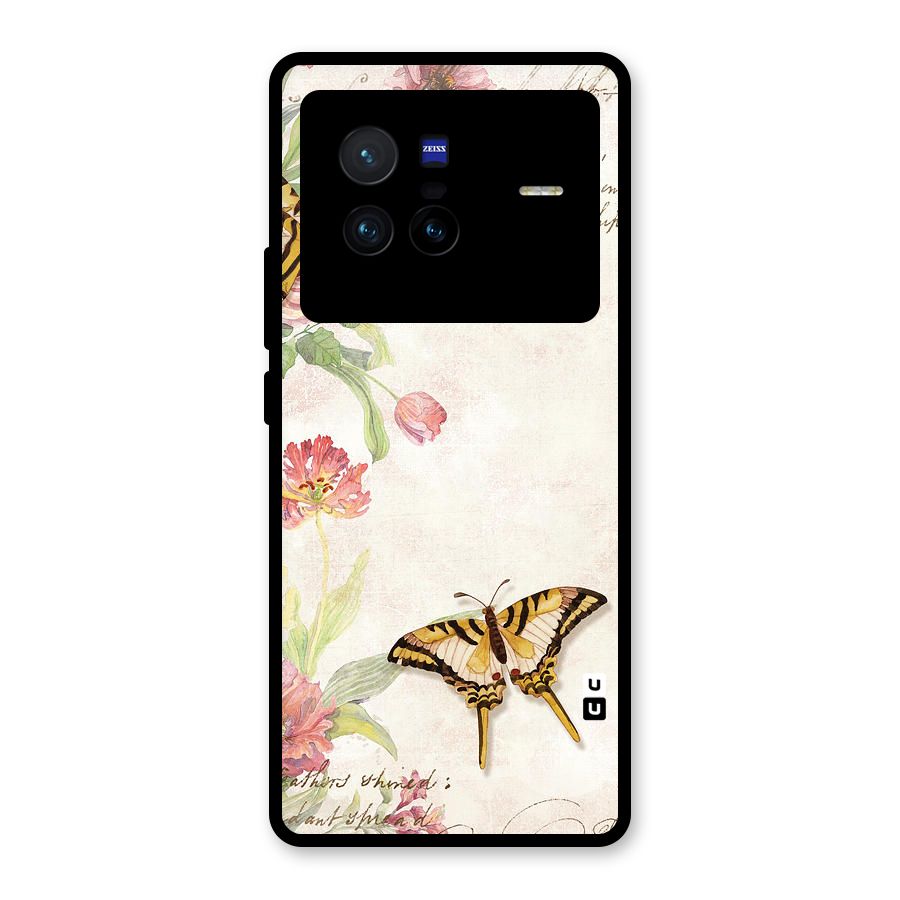 Butterfly Floral Glass Back Case for Vivo X80