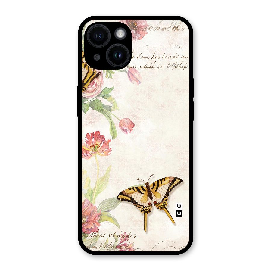 Butterfly Floral Glass Back Case for iPhone 14