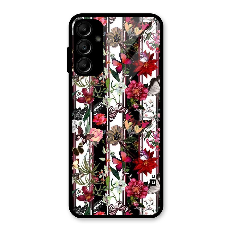 Butterfly Flowers Glass Back Case for Galaxy A14 5G