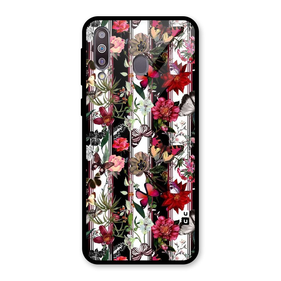 Butterfly Flowers Glass Back Case for Galaxy M30
